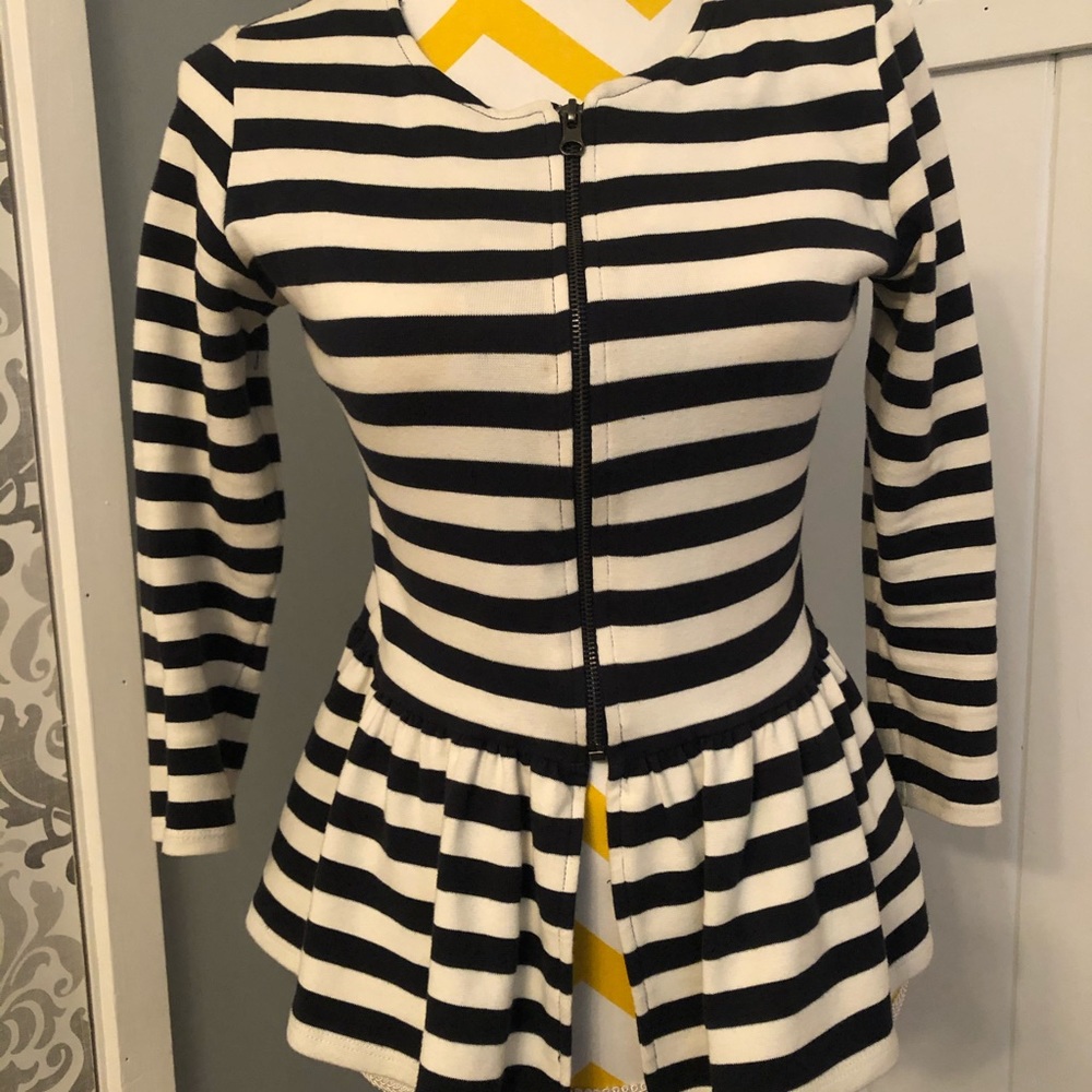 Zara Striped Peplum 3/4 sleeve jacket